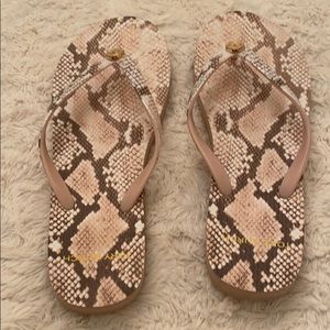 Tory Burch snake skin flip flops